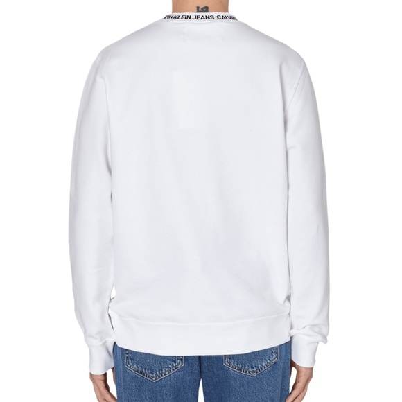 Calvin Klein White Institutional Logo Crewneck Sweatshirt Size S - Picture 3 of 7